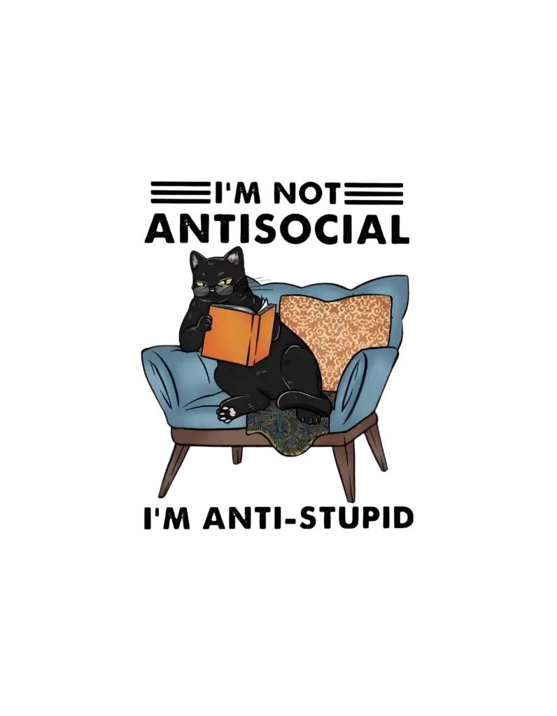 Anti-Stupid Cat Tee (small, black)