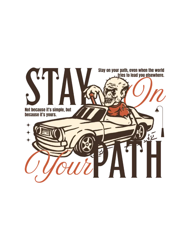Stay On Your Path Vintage Hot Rod Tee (small, black)