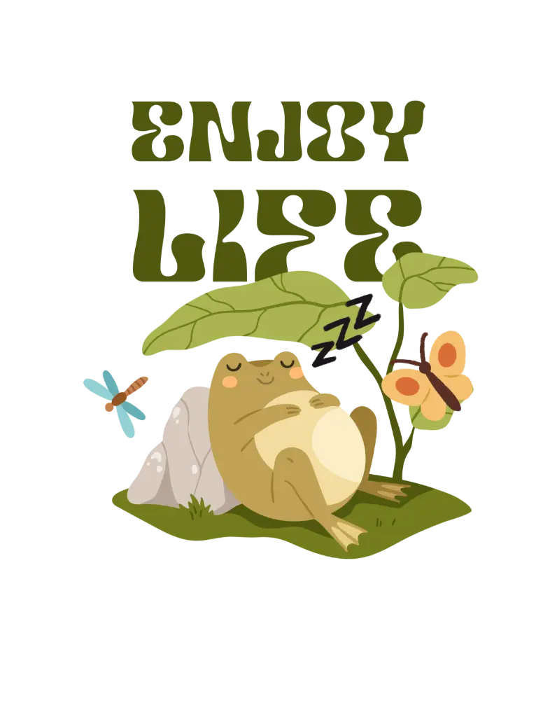 Enjoy Life Sleepy Frog Tee (small, black)
